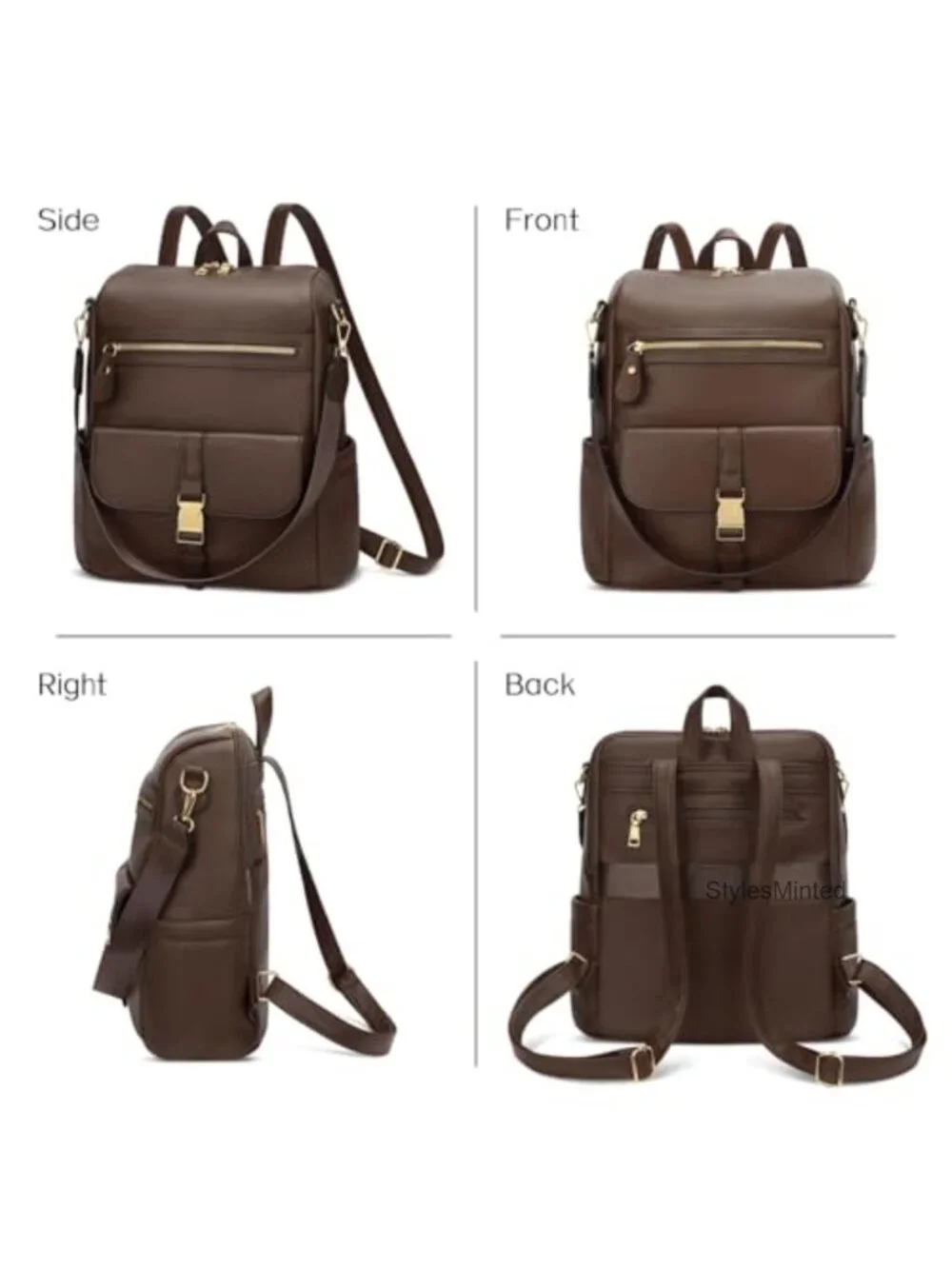 Women's Faux Leather Anti-Theft Travel Backpack with USB Port, Fits 13